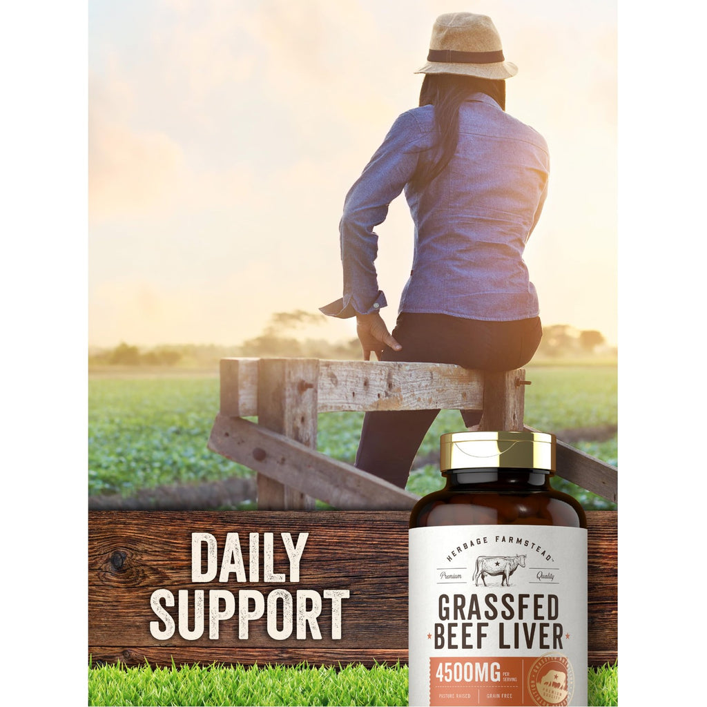 Carlyle Grass Fed Beef Liver Capsules | 4500mg | 250 Count | Desiccated Supplement | Non-GMO, Gluten Free | by Herbage Farmstead