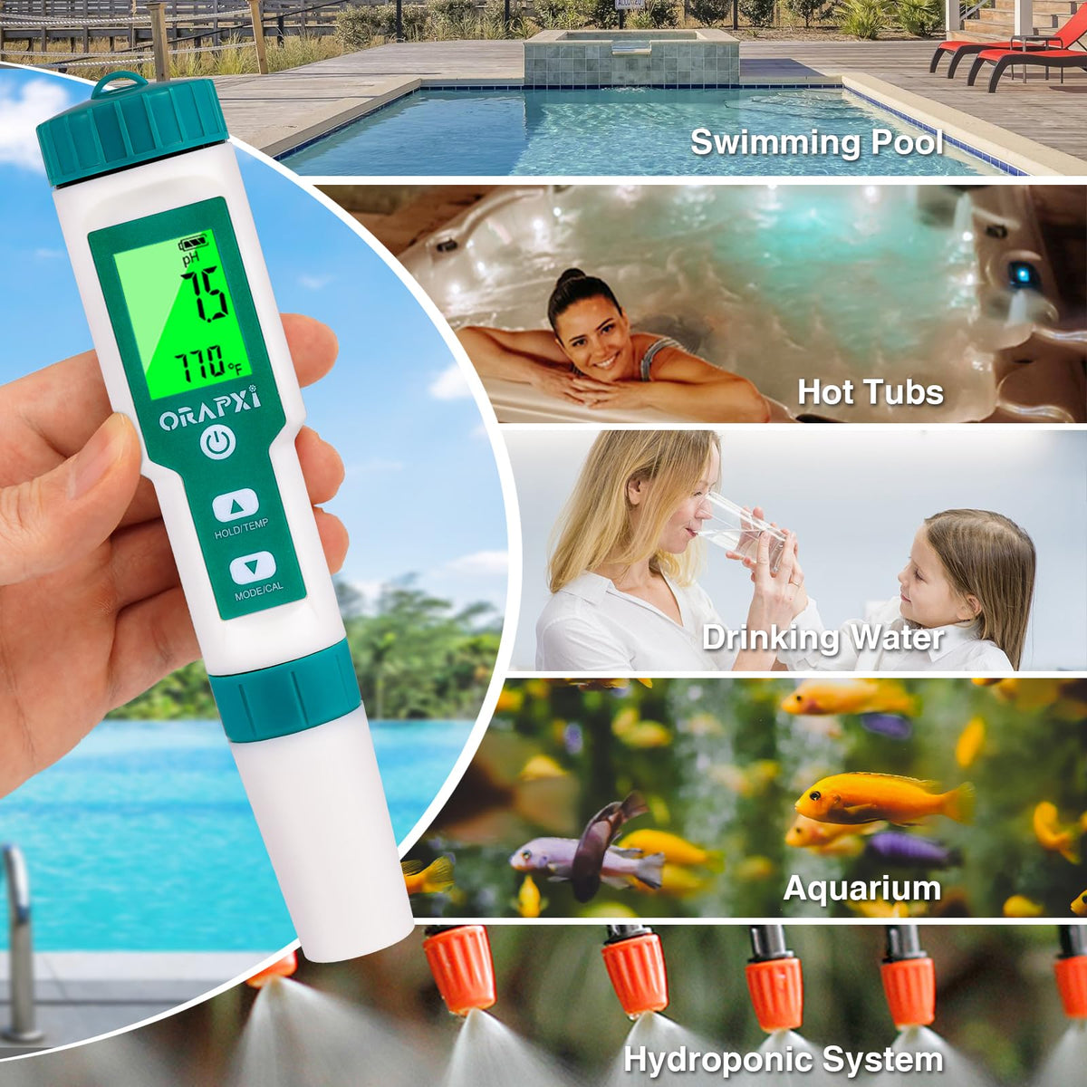 Pool Salt Tester pH and Salt Meter for Saltwater Pool pH Tester