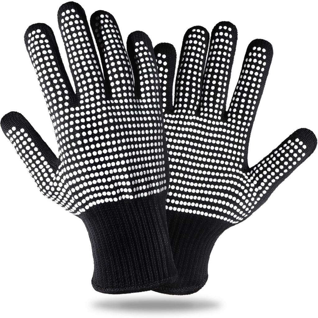 Teenitor Heat Resistant Glove With Silicone Bumps For Hair Iron Tool, Professional Heat Gloves For Heat Press, Heat Protectant Gloves For Hair Styling, Black