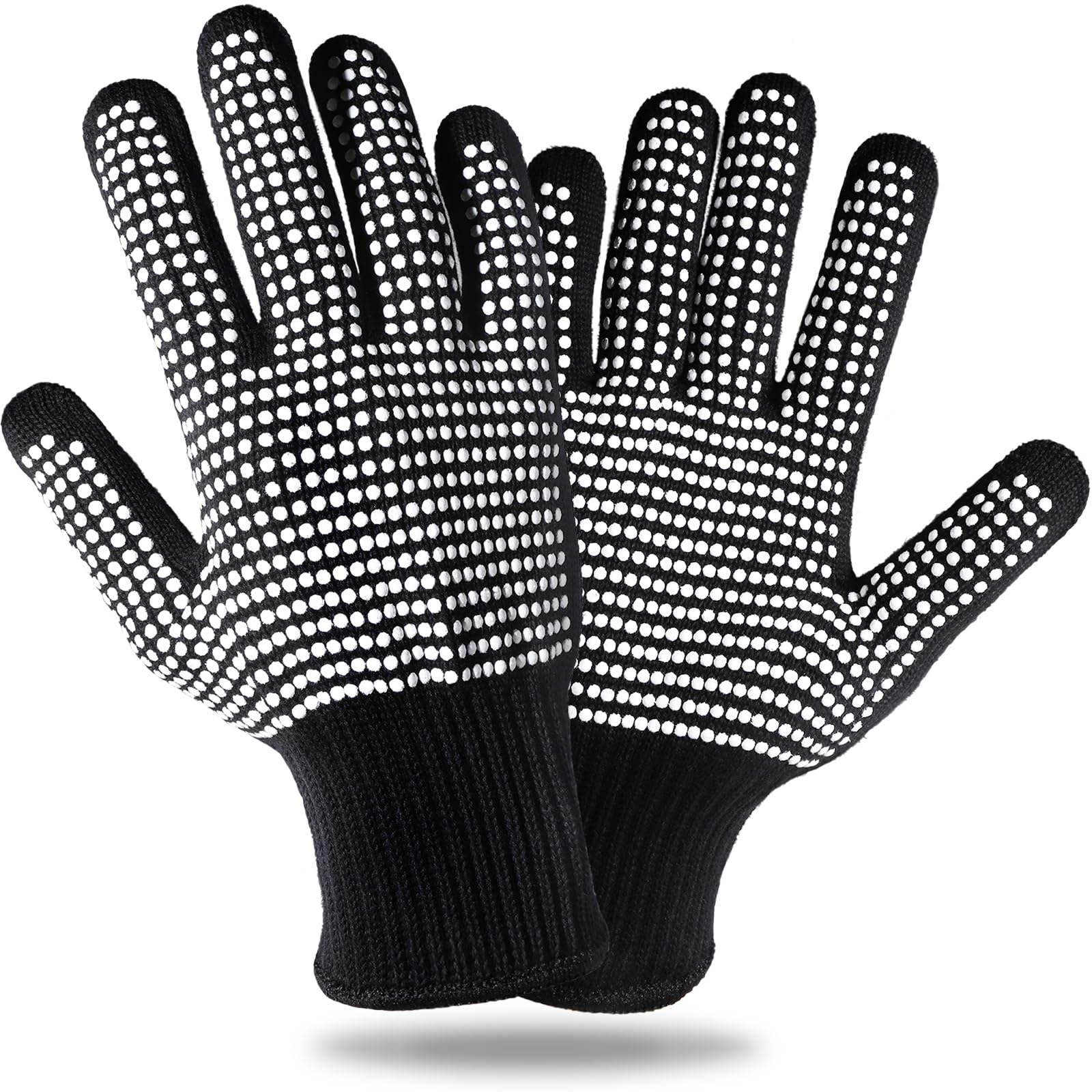 Teenitor Heat Resistant Glove With Silicone Bumps For Hair Iron Tool, Professional Heat Gloves For Heat Press, Heat Protectant Gloves For Hair Styling, Black