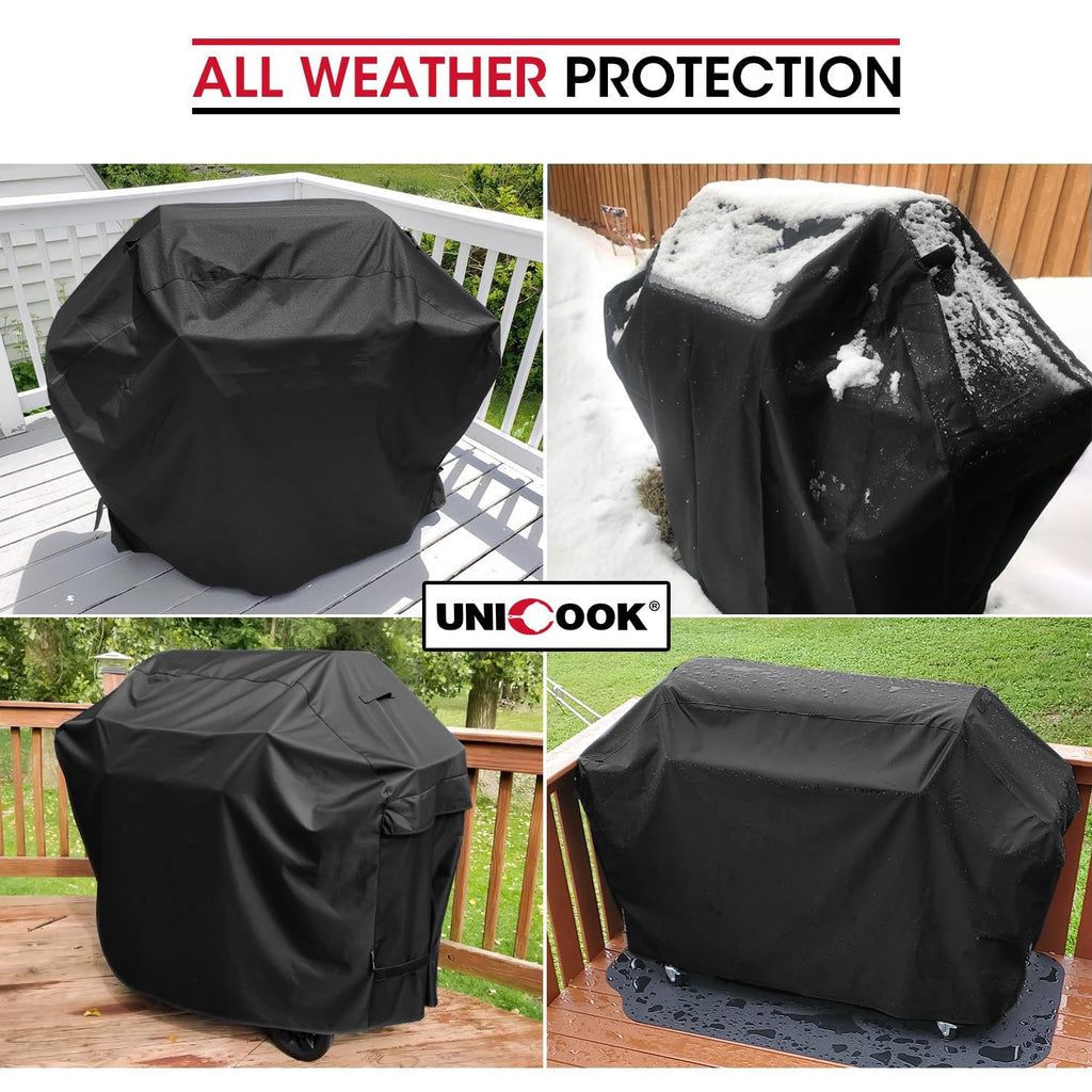 Unicook Heavy Duty Waterproof Grill Cover for Outdoor Grill 65 Inch, Black
