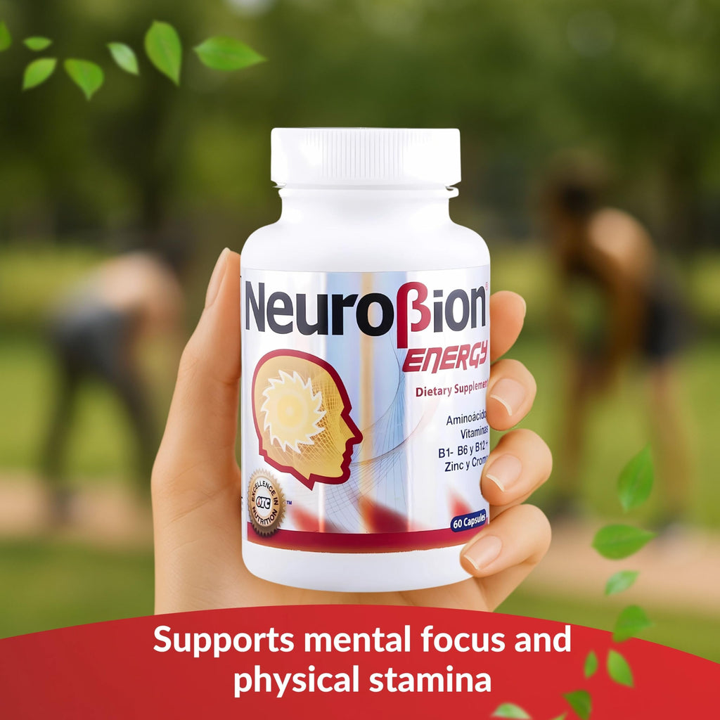 60 Caps Neurobion Energy - Amino Acids Vitamin B1 B2 B6 B12 - Increases Brain Alertness & Stamina | One a day supports normal metabolism and nervous system function; sealed, authentic import