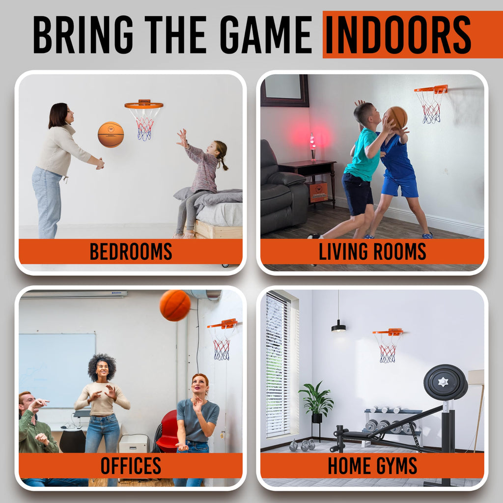 WAWAWEWA The Official Silent Basketball Hoop Wall-Mounted Indoor Rim 12"