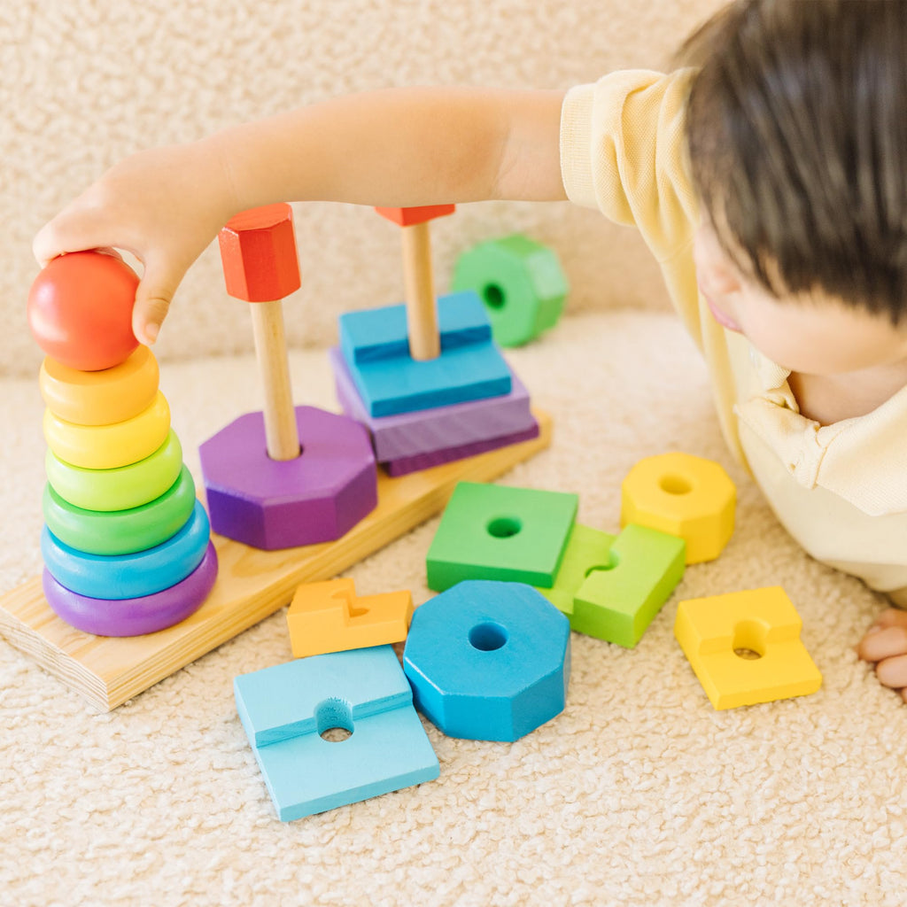Buy now Melissa & Doug Geometric Stacker - Wooden Educational Toy,25 count(pack of 1) at indiglob india