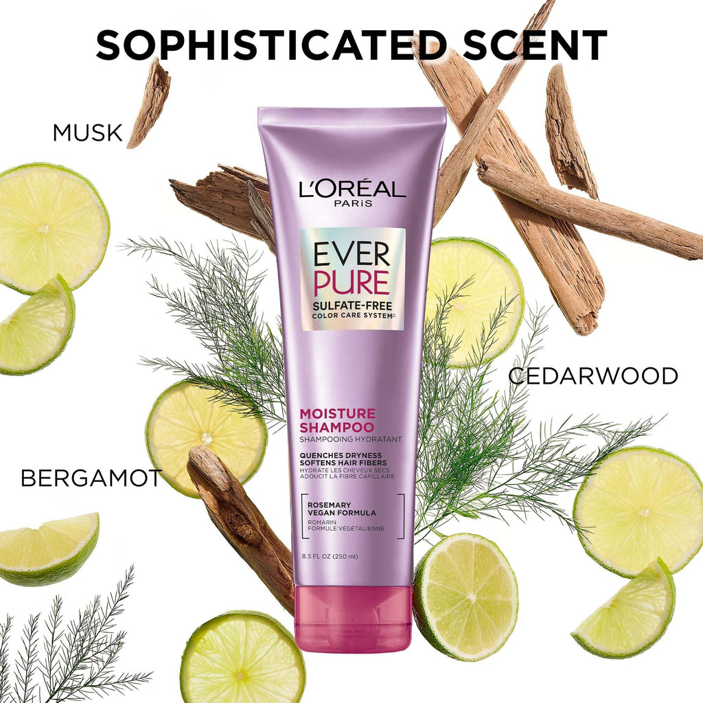 Buy now L’Oréal Paris Moisture Sulfate Free Shampoo, Hair Care for Color-Treated Hair with Rosemary Botanicals, EverPure, 8.5 Fl Oz at indiglob india