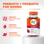 Align Probiotic, Women's Dualbiotic, Womens Probiotic Gummies, Prebiotics and Probiotics for Women, with Cranberry for Urinary Tract Health*, Cranberry Flavor, 90 Gummies