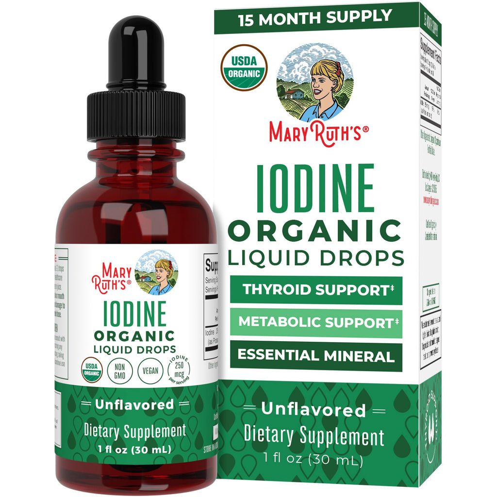 MaryRuth's Organic Iodine Liquid Drops, Potassium Iodide, 15 Month Supply | Potassium Iodide, 1 Year Supply, 450 Servings, Thyroid Health, USDA Organic