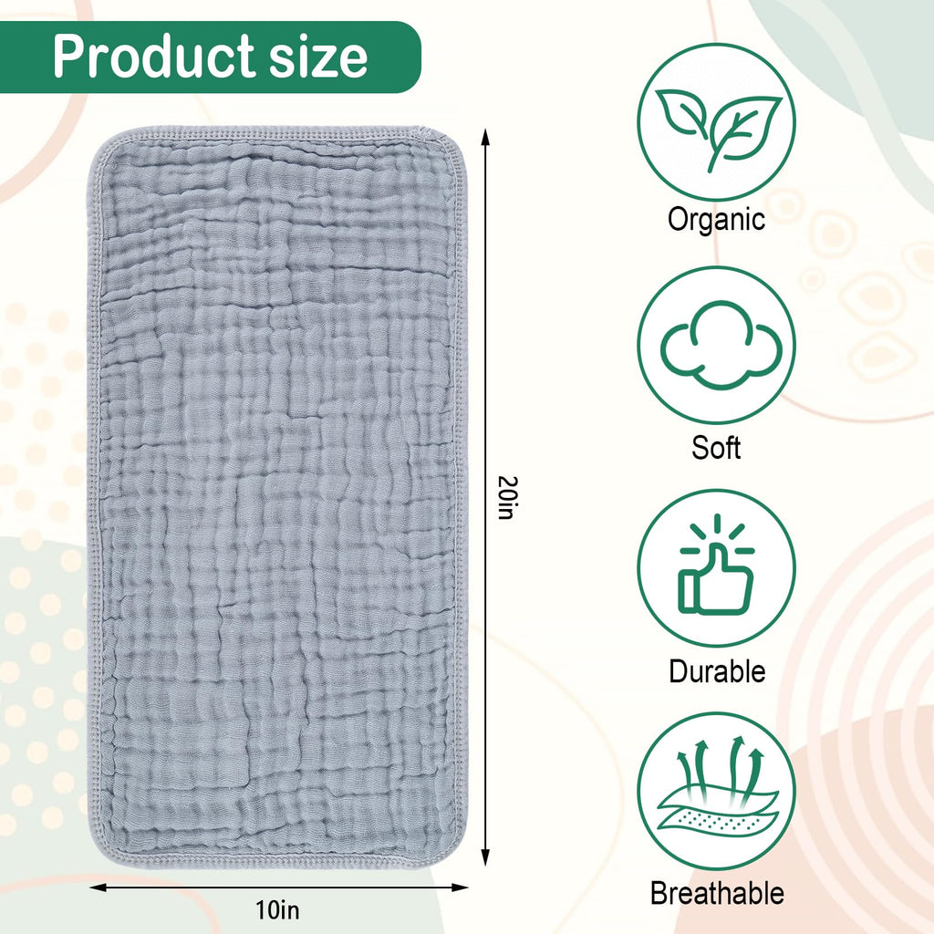 Synrroe 10 Pack Muslin Burp Cloths, 20x10Inch, 10 Mixed Colors, Soft Absorbent Baby Burping Rags