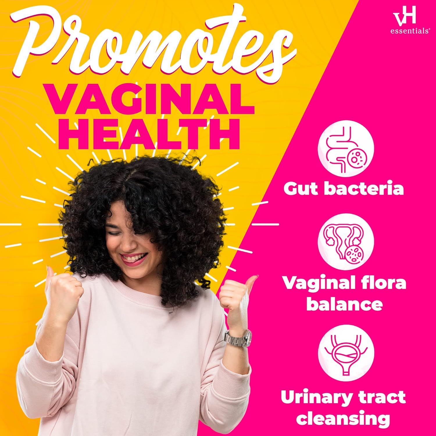 Buy now vH Essentials Probiotics for Women with Prebiotics, Cranberry & Vitamin C - 60 Capsules (30 Day Supply) - Women's Probiotics Support Gut Balance, Feminine Health & Urinary Tract Health for Women at indiglob india