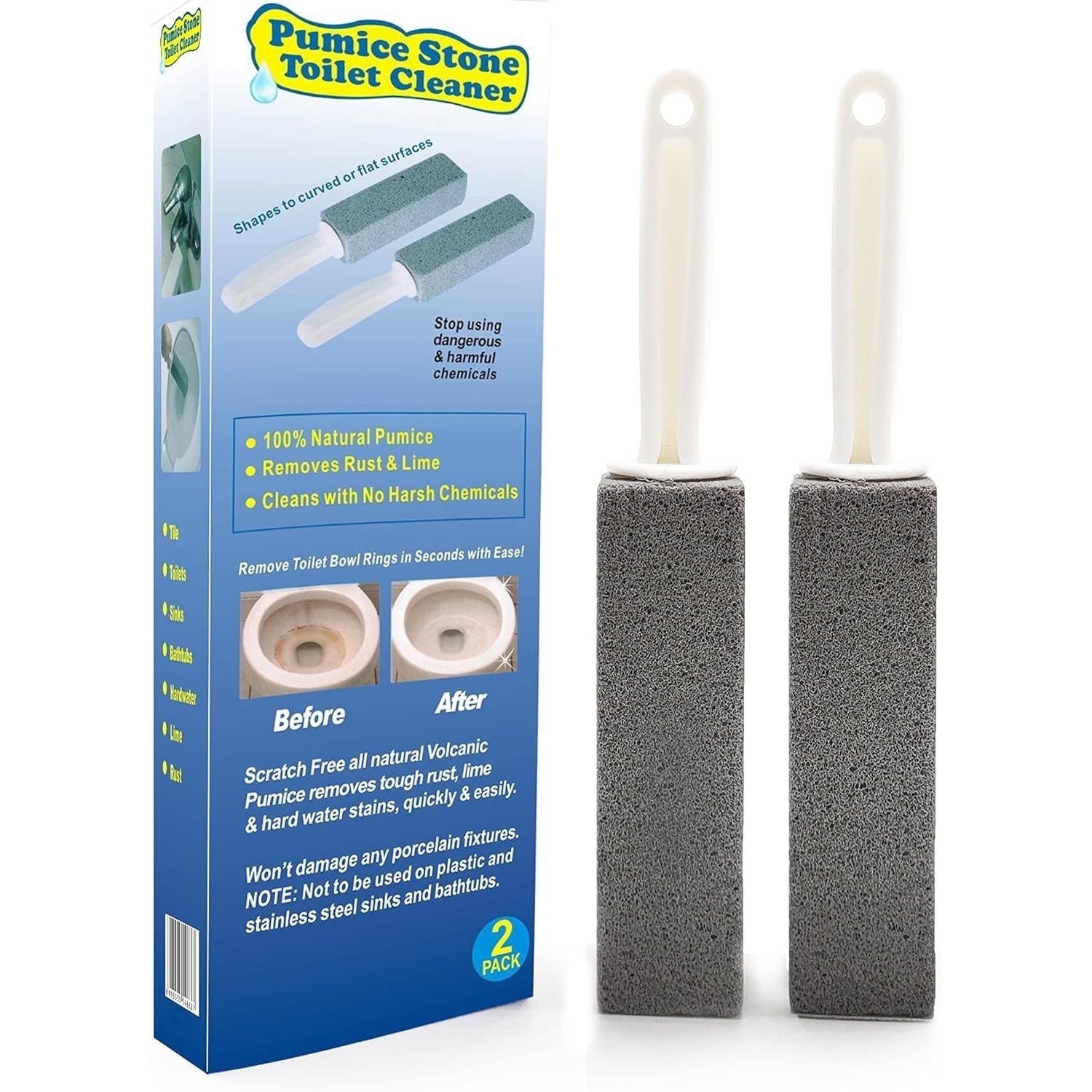 Buy now Pumice Stone Toilet Brush for Cleaning Toilet Bowl with Handle, Pumice Stick for Toilet Cleaning, 2 Pack at indiglob india