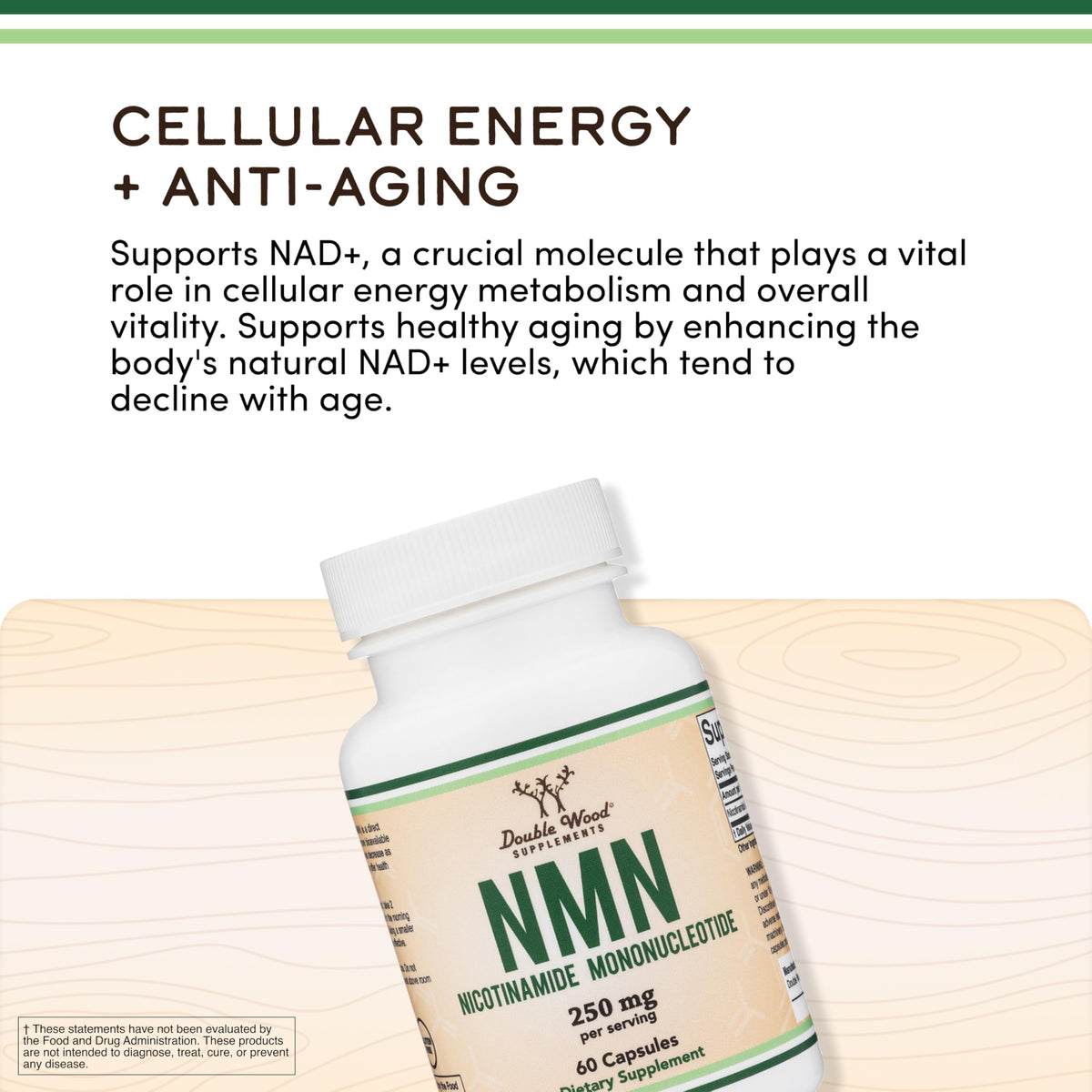 NMN 250mg per Serving, 99% Purity, Cellular Energy & Healthy Aging, 60 Caps