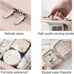 Buy now Veki Transparent Makeup Bag Travel Cosmetic Bags Case Waterproof Toiletries Bag Large Capacity Open Storage Bags Organizer With Zipper, Portable Make Up Organizer for Women and Girls at indiglob india