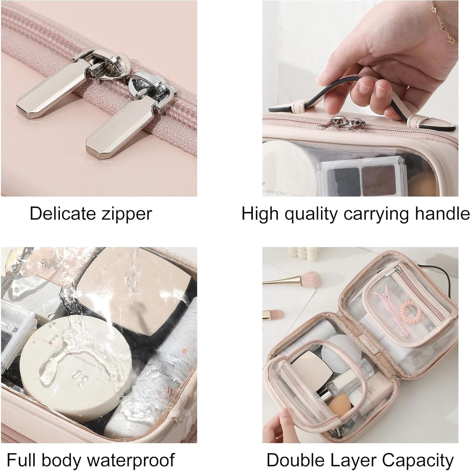 Buy now Veki Transparent Makeup Bag Travel Cosmetic Bags Case Waterproof Toiletries Bag Large Capacity Open Storage Bags Organizer With Zipper, Portable Make Up Organizer for Women and Girls at indiglob india