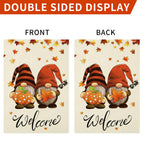 Fall Garden Flag Double Sided, Welcome Gnomes Fall Flag Yard Flag for Seasonal Outdoor Decoration 12x18 Inch