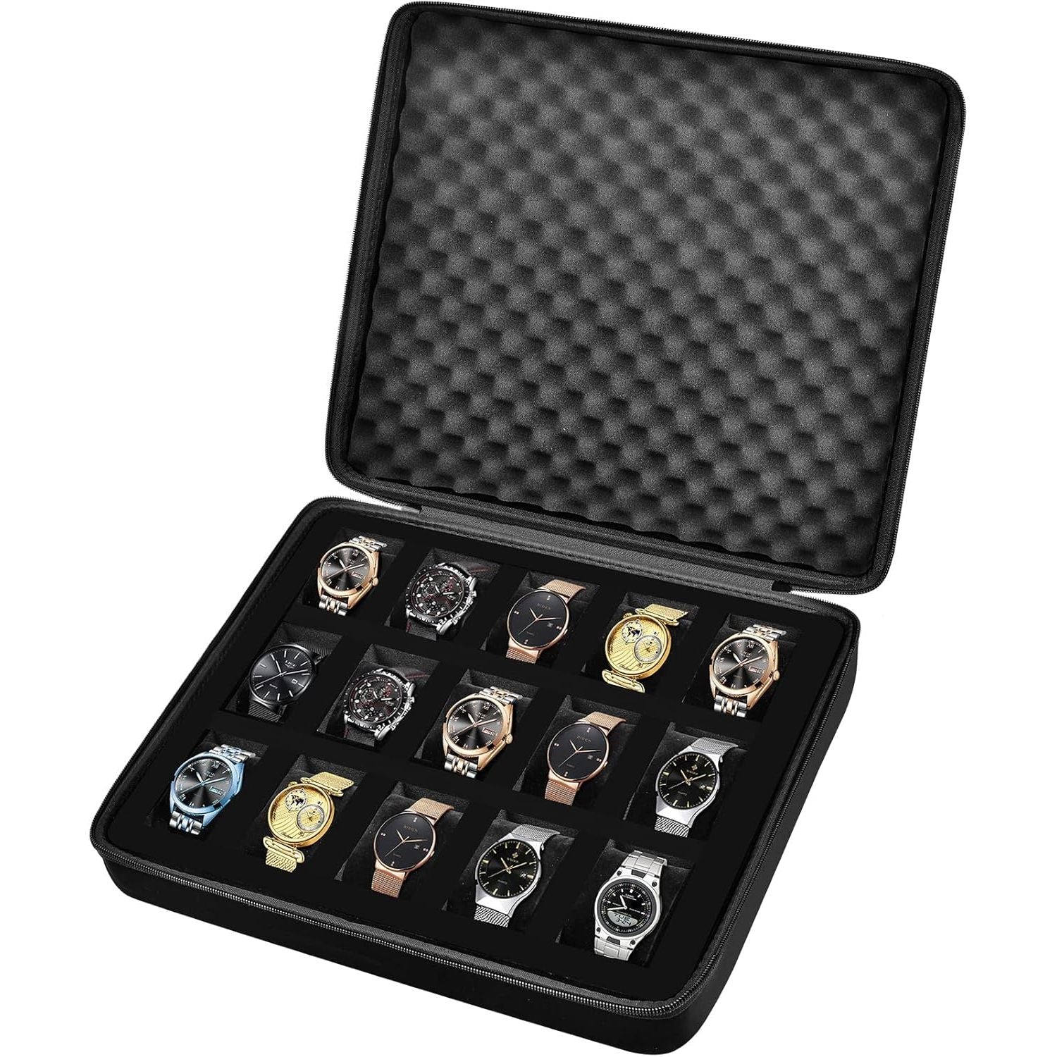 Buy now Comecase 10 Slots Watch Box Organizer/Men Watch Display Storage Case Fits All Watches up to 42mm with Extra 4 Pocket (Black) 15 Slots 15 Slots Black at indiglob india