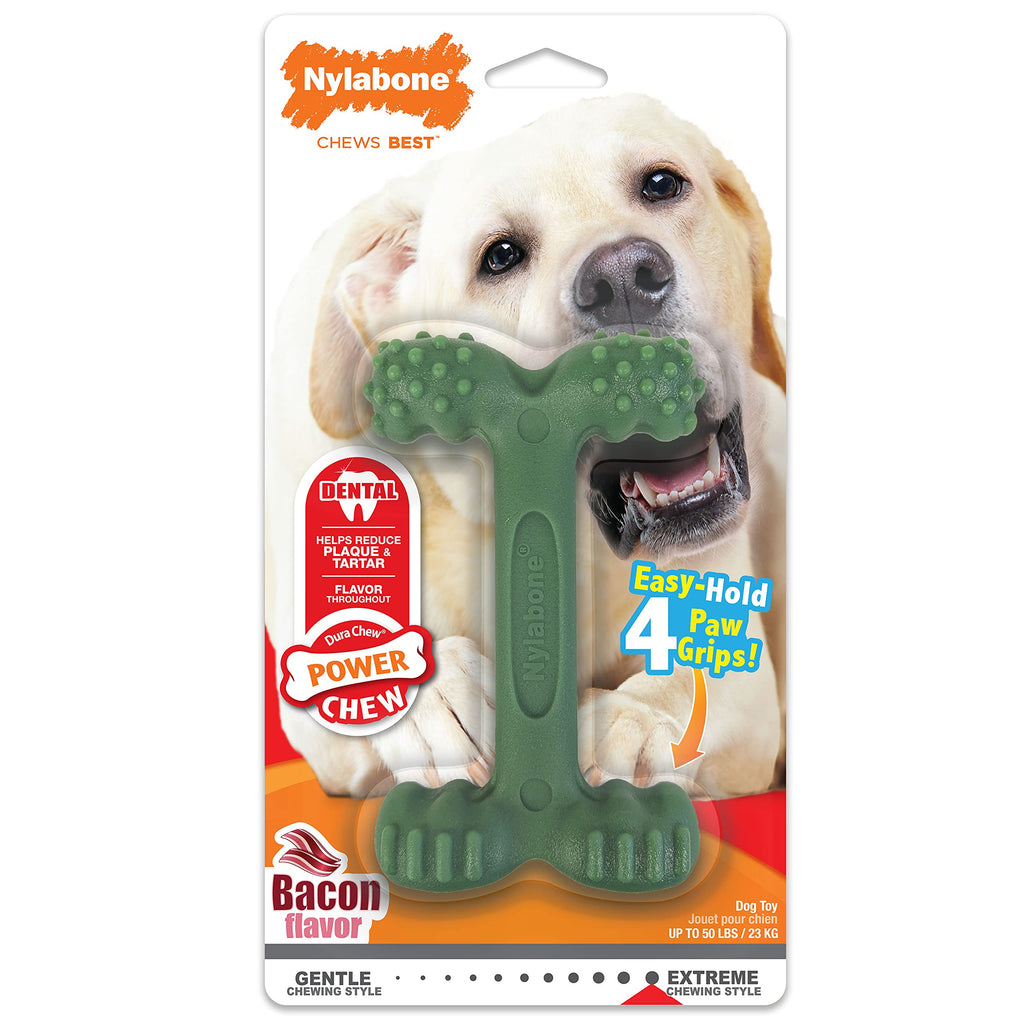 Nylabone Power Chew Easy Hold Bone Dog Chew Toy, Bacon Flavor, Large