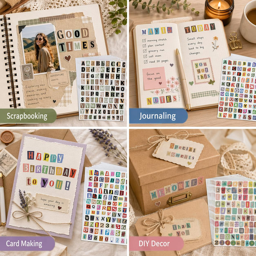 1920pcs Scrapbook Letter Stickers Ransom Alphabet Junk Journal Supplies