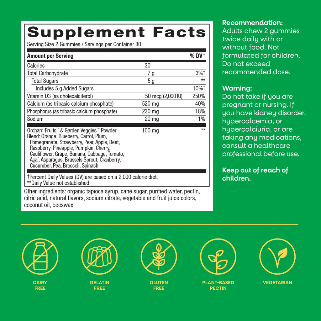 Nature’s Way Alive! Chewable Calcium Gummies with Vitamin D3, 60 ct | Daily Supplement Supports Healthy Bones and Teeth, and Muscle Function*, Strawberry and Raspberry-Lemonade Flavored