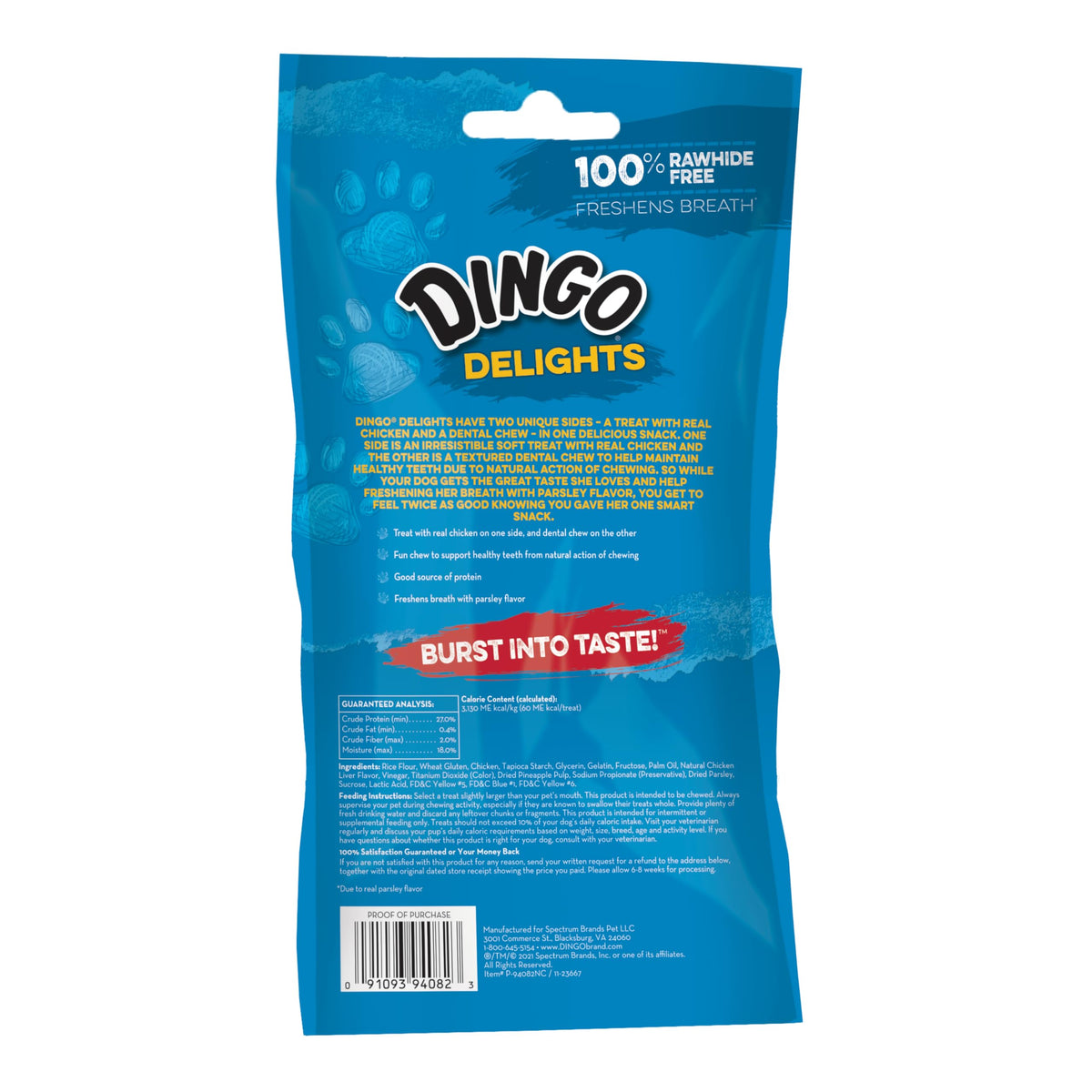 Dingo Delights Rawhide-Free Dog Treat with Real Chicken, 9 Count
