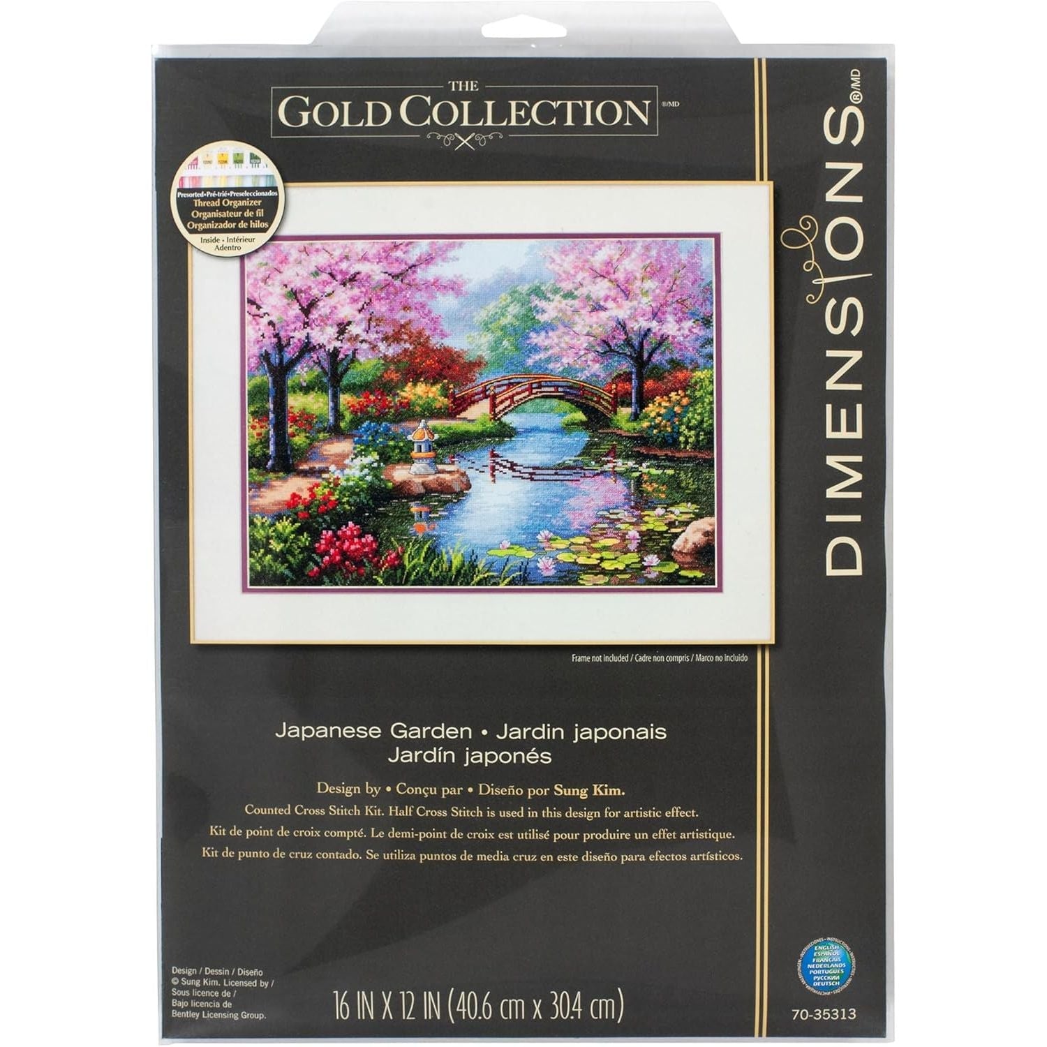 Buy now Dimensions Gold Collection Counted Cross Stitch Kit, Japanese Flower Garden, 16 Count Light Blue Aida, 12'' x 16'' Default at indiglob india