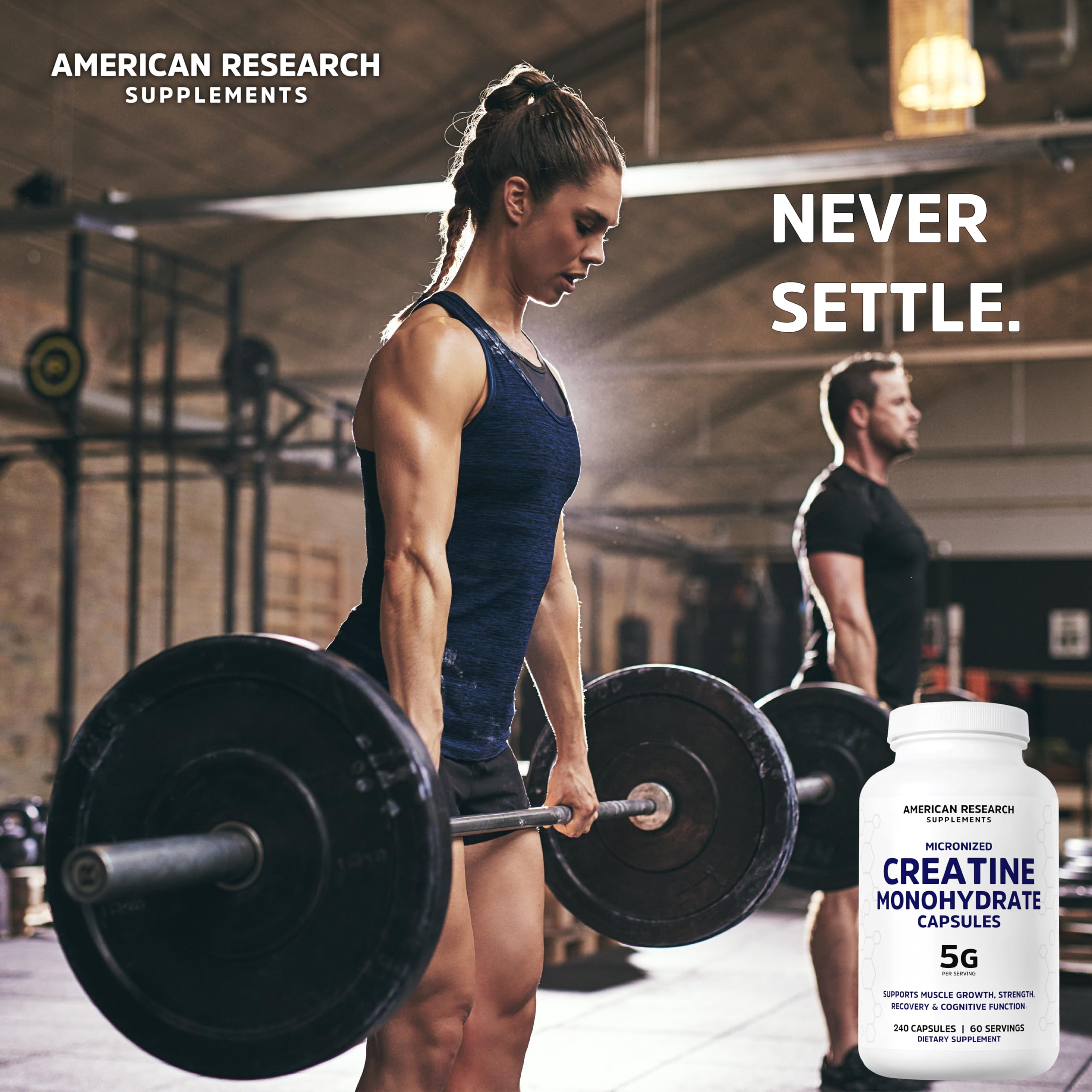 Creatine Monohydrate Capsules 5G, 60 Servings, Micronized Creatine Pills for Men and Women, 4 Caps per Serving