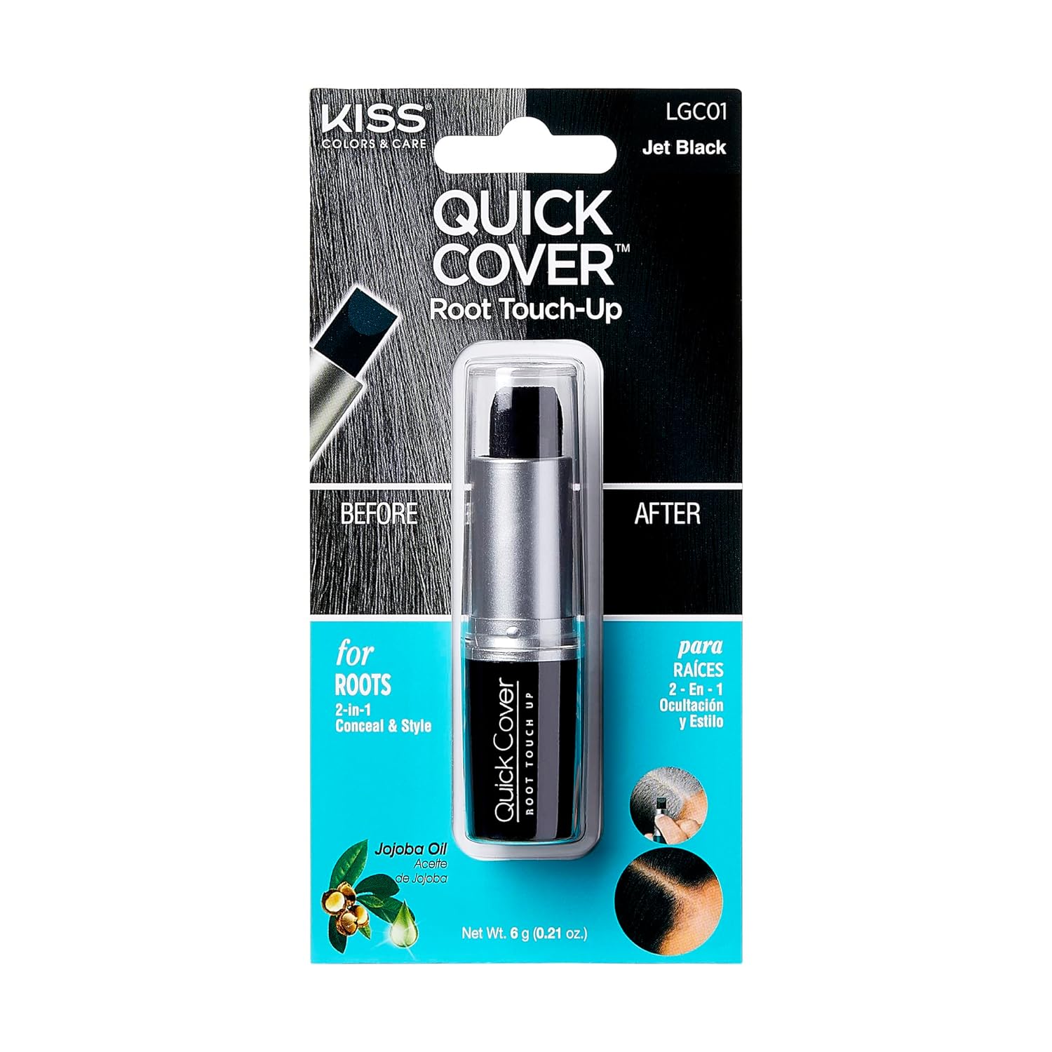 Buy now RED by Kiss Quick Cover Root Touch Up Stick, Water-Resistant Temporary Gray Hair Concealer with Brush for Roots and Beard, Long-Lasting Coverage, Easy Application (2 Pack, Dark Brown) Jet Black at indiglob india