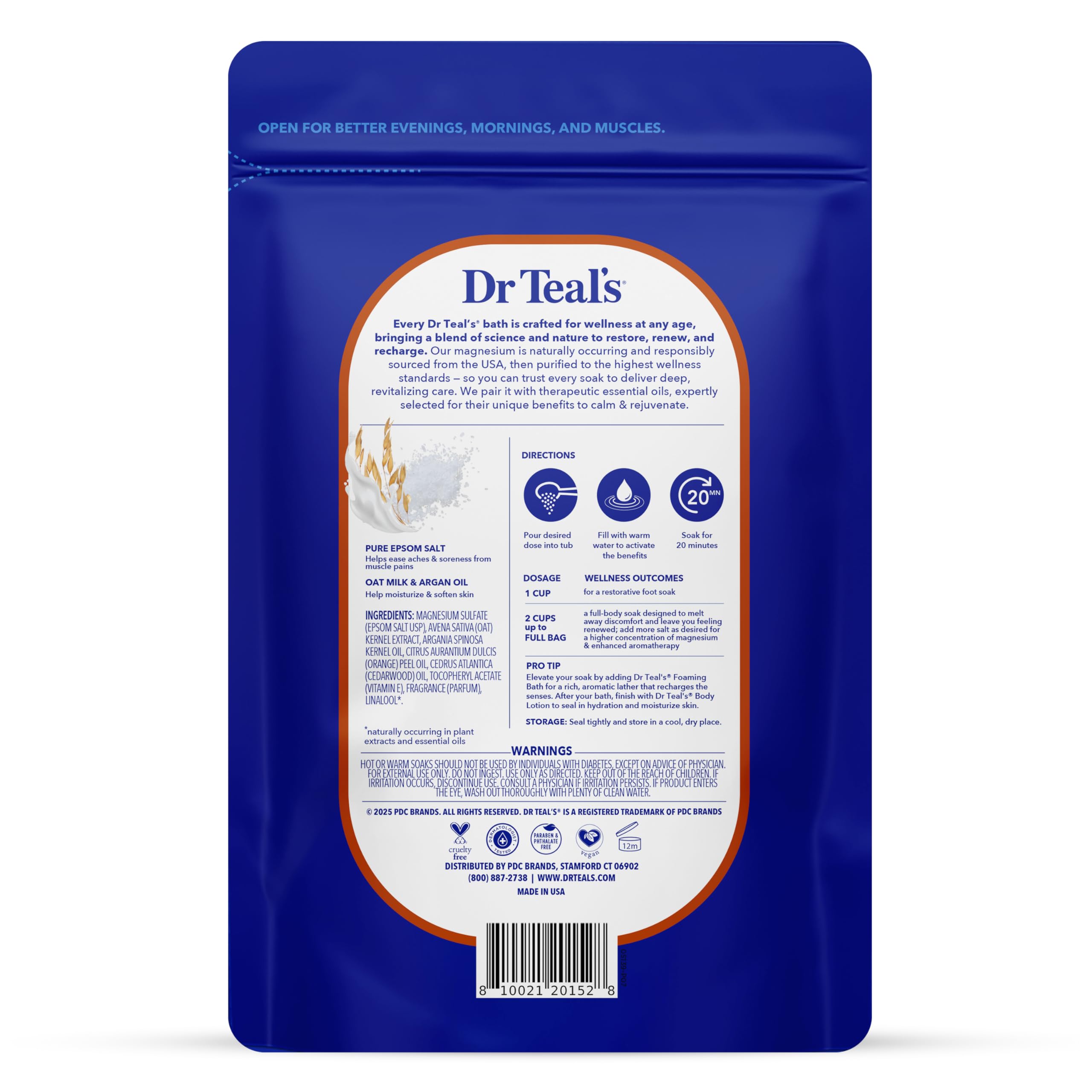 Dr Teal's Epsom Salt Magnesium Soak, Soothe & Comfort with Oat Milk & Argan Oil, 3 lbs
