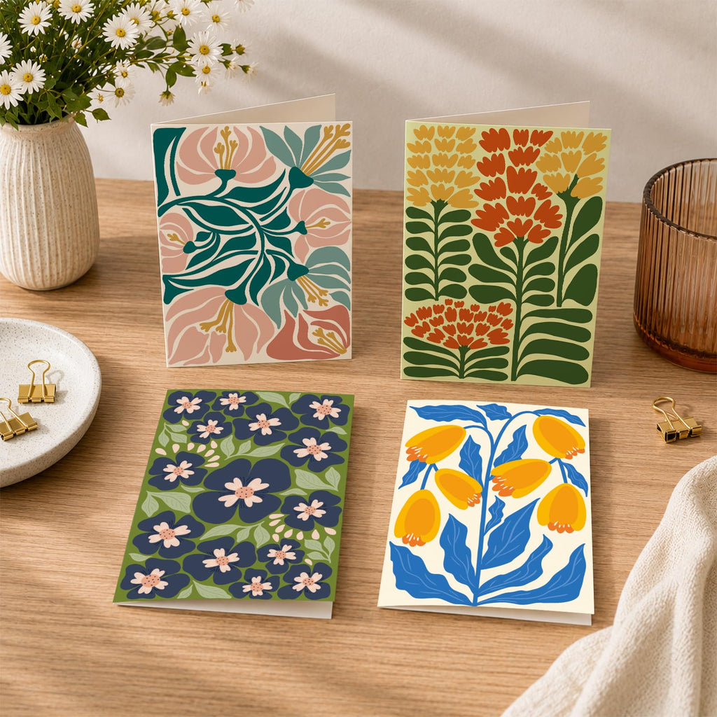 Ogeby 24 Pack Floral Greeting Card with Envelopes & Stickers, Boxed Floral Blank Note Cards Set for All Occasions, 12 Assorted Designs, 4x6 Inch, Blank Inside