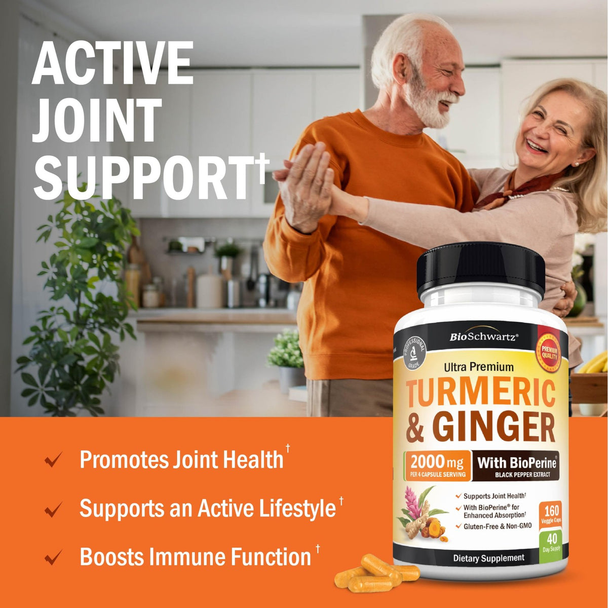 Turmeric and Ginger Supplement with BioPerine, 160 Capsules