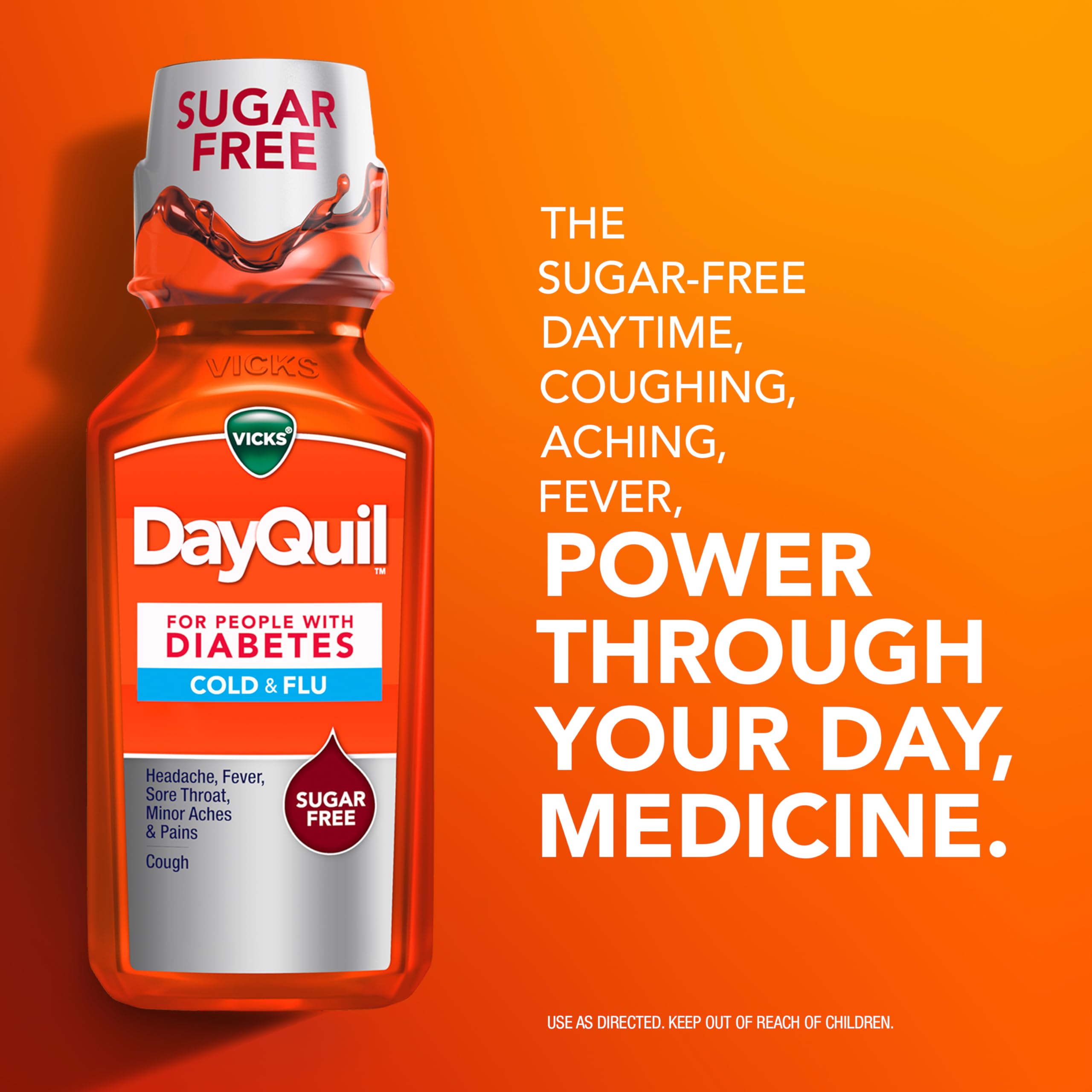 Buy now VICKS DayQuil & NyQuil Diabetes Cold & Flu Relief Medicine Co-Pack, Powerful Multi-Symptom Daytime & Nighttime Relief for Cold, Cough, and Flu Symptoms, Sugar & Alcohol Free, 2 x 12 FL OZ Bottles at indiglob india
