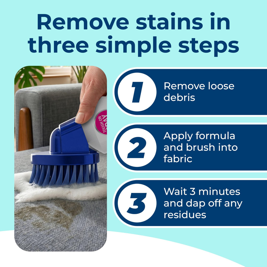Carbona Oxy Powered Upholstery Cleaner with Brush & Sponge (13.5 Fl Oz), Stain Remover for Couches, Car Seats & Mattresses. Fast Formula, No Residue