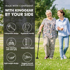 Buy now KINGGEAR F1 Walking Stick, Walking Cane for Women & Men, Self Standing Walkers for Seniors with Wrist Strap, Lightweight & Sturdy Offset EVA Handle and Large Quad Base at indiglob india