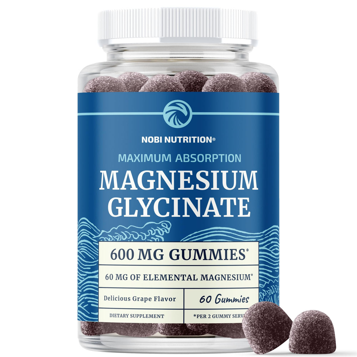 Magnesium Glycinate Gummies 600MG, Sleep, Calm & Relaxation Support, 60 Ct