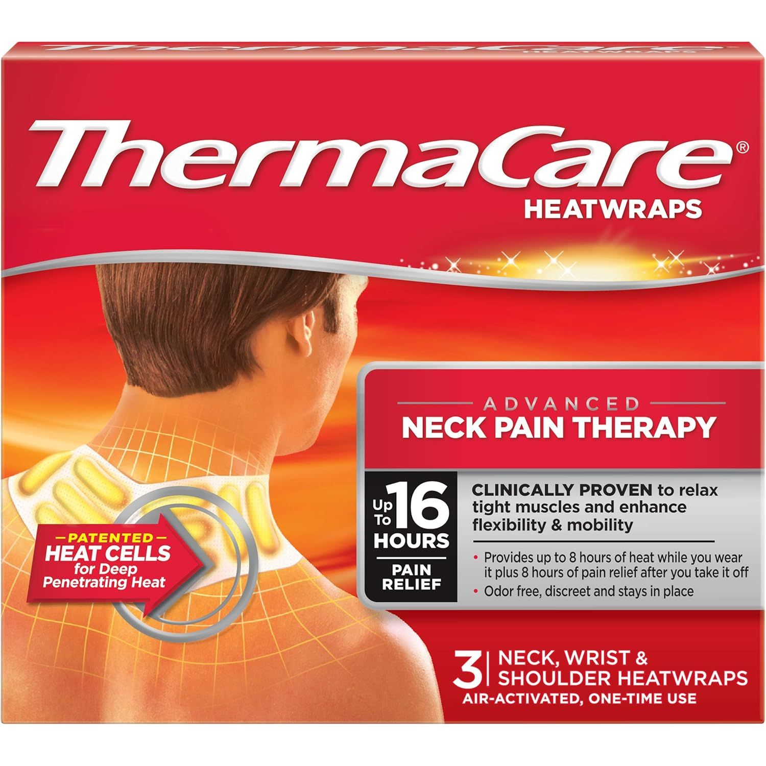 Buy now ThermaCare Portable Heating Pad, Neck and Shoulder Rain Relief Patches, Multi-Purpose Heat Wraps, 3 Count at indiglob india