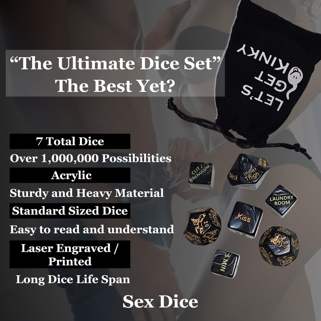 7 Piece Sexy Dice Game for Couples – Fun Sex Die & Date Night Dice with Positions, Actions & Body Parts – Naughty Adult Intimate Gifts for Him & Her – Sexual Couples Dice for Romantic Foreplay Fun