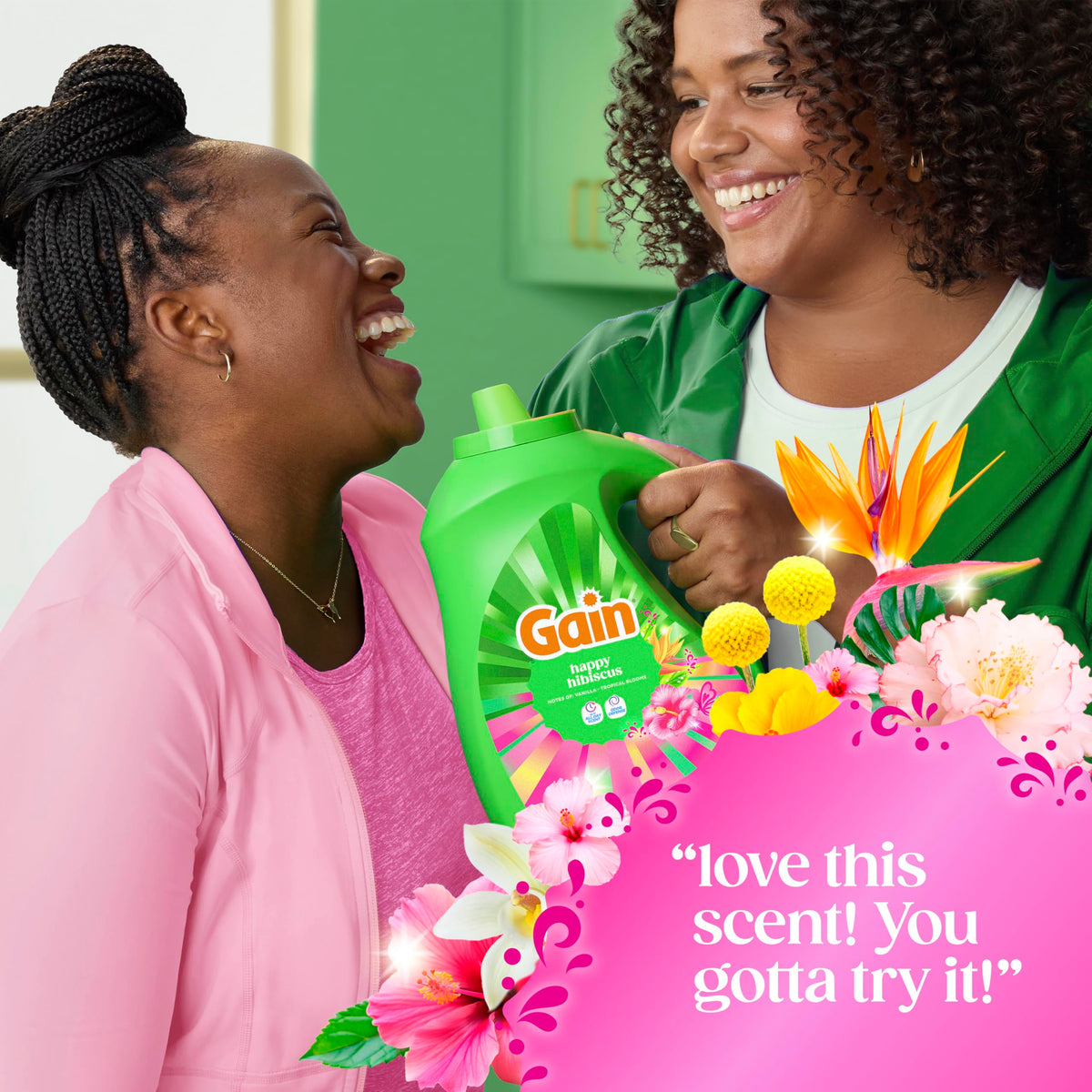 Gain Liquid Laundry Detergent, With Odor Defense, Happy Hibiscus Scent, Laundry Soap For HE Washing Machines, 132 fl oz, 100 Loads (Packaging May Vary)