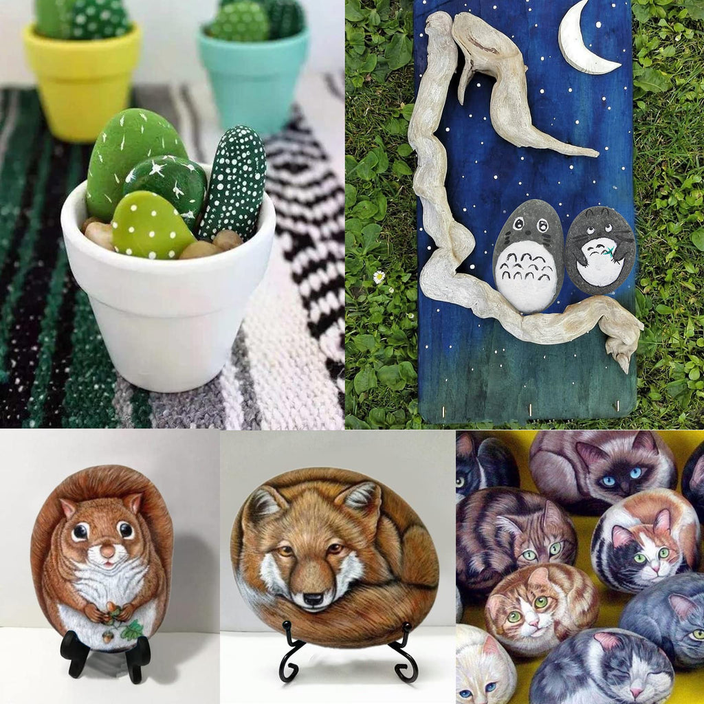 Rocks for Painting 40pcs 2-4” River Rock for Paint Natural Flat & Smooth Stones for Painting for Kids & Adult Craft Gifts Halloween
