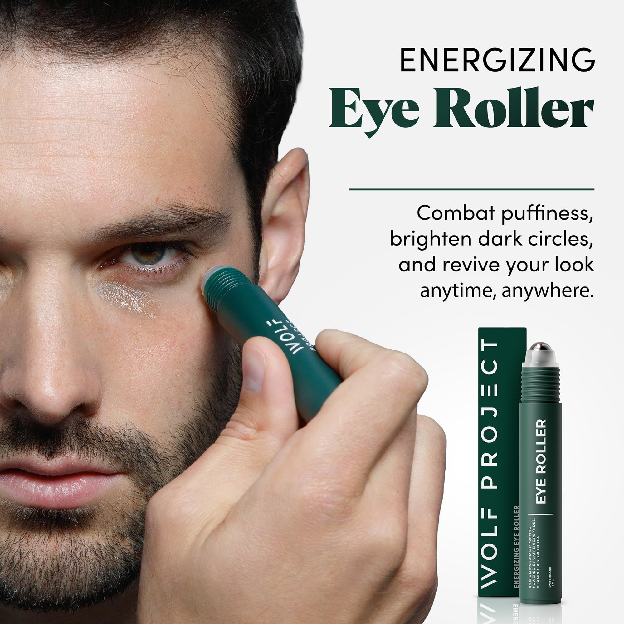 Buy now Wolf Project Under Eye Roller - Korean Beauty, with Caffeine, Vitamin C and Peptides - Energizing Serum for Dark Circles and Puffiness, Fine Lines, Wrinkles - Gel-Based Brightening Cream at indiglob india