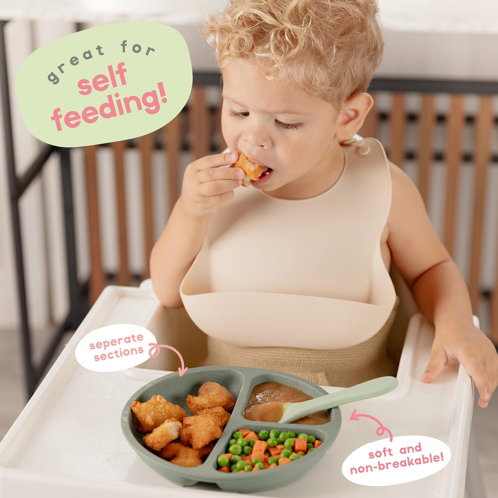 ChériKid Toddler Plates with Suction, Silicone Suction Plates for Baby