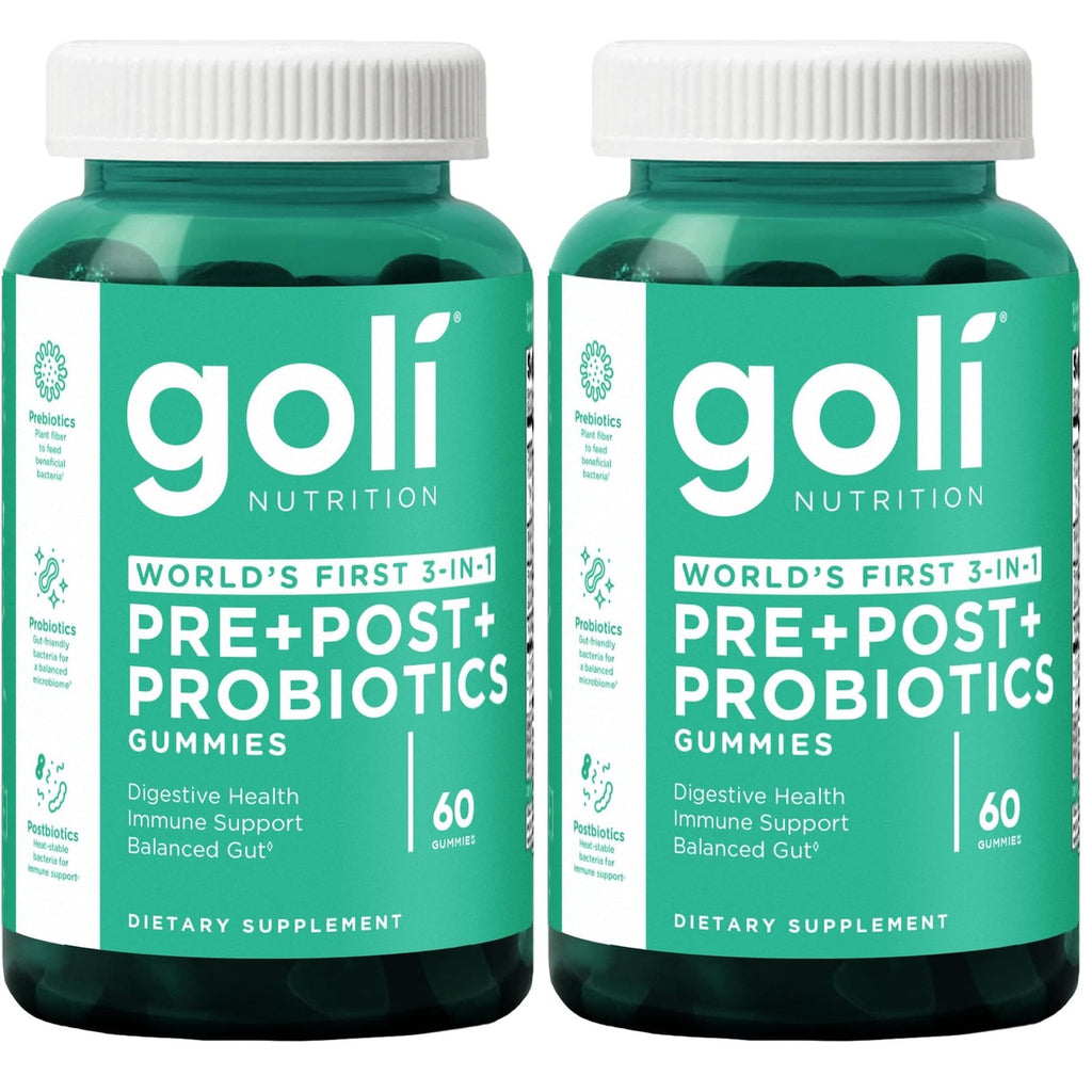 Goli Pre Pro Postbiotic Gummies - Worlds First 3-in-1 Formula with DE111 Probiotics, XOS Prebiotics, MCC1849 Postbiotics - Vegan, Non-GMO, Gluten-Free, 180 Count (3 Pack)