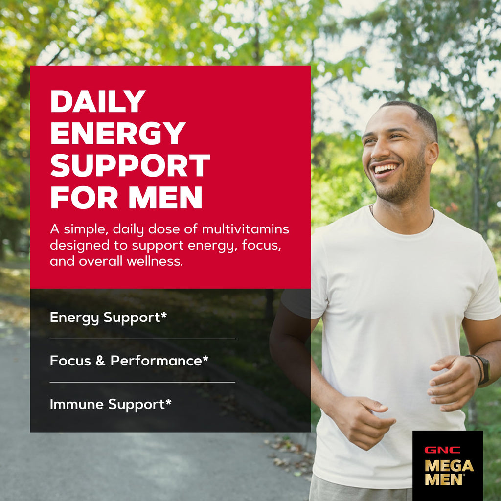 GNC Mega Men Energy & Metabolism Multivitamin for Men, 180 Count | Clinically Studied Antioxidants Support Energy Production, Colon and Prostate Health, Calorie Burning, and Mental Sharpness