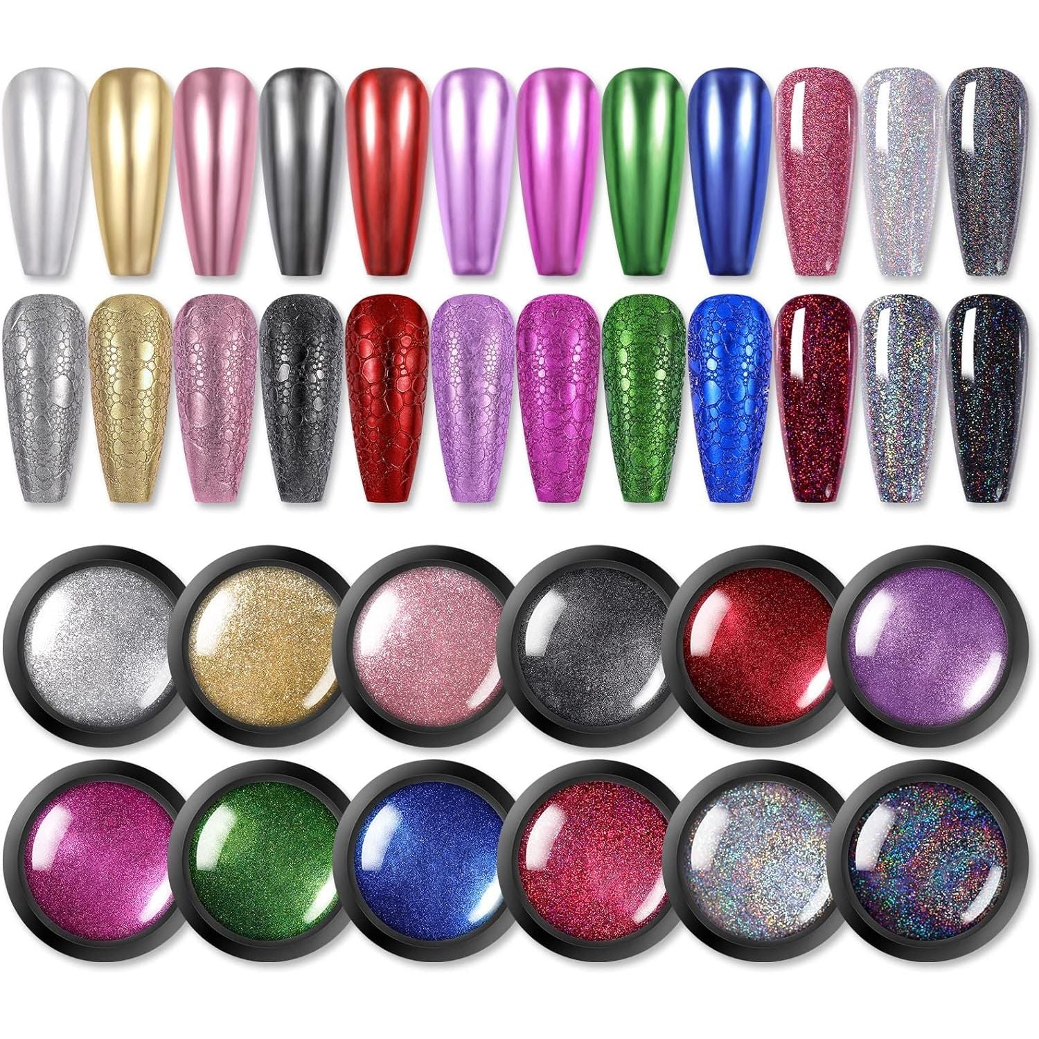Buy now BORN PRETTY Chrome Powder Metallic Mirror Chameleon Nail Powder Auroras Mermaid Nail Powder Pigment for Nail Art Gel Polish Manicure Nail Art Decorations 9 Jars Mirror and Holographic Powder at indiglob india