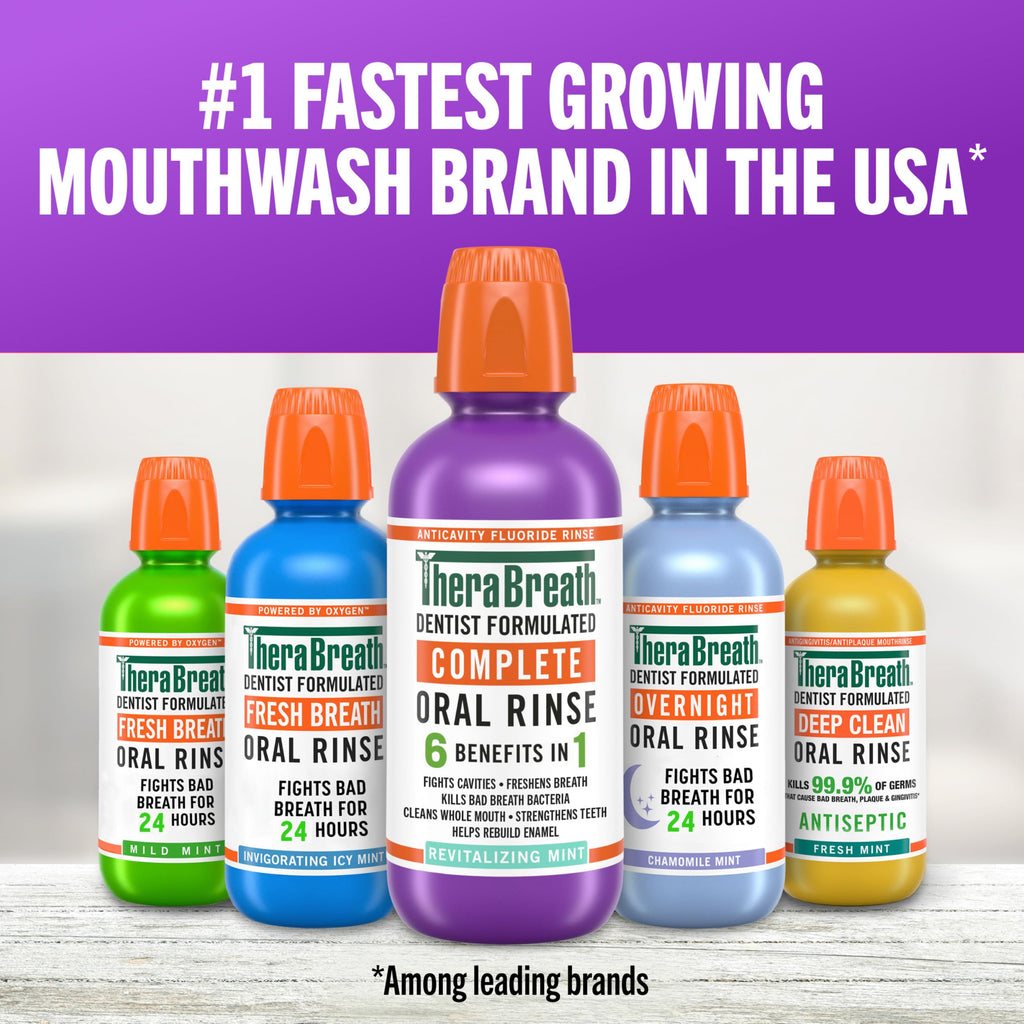 TheraBreath Complete Mouthwash, Revitalizing Mint, 16 fl oz, 2-Pack