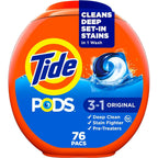 Buy now Tide PODS laundry detergent pacs, 3-in-1 Stain Remover, Odor Fighter, Color Protector, 81 Count, HE compatible, Original Scent at indiglob india