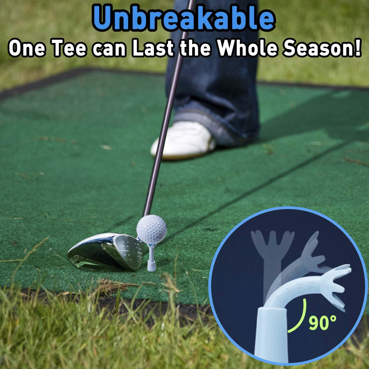 Adjustable Golf Tees - Essential Accessories for Men, Unbreakable & Durable - No Need to Repeatedly Pick Up (3 Pack White)