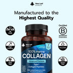 Pure Marine Collagen Supplements for Women & Men - with Hyaluronic Acid, Vitamin C & Biotin - Collagen Peptides Hydrolyzed Collagen for Hair Skin & Nails - 60 Capsules by New Leaf UK Made