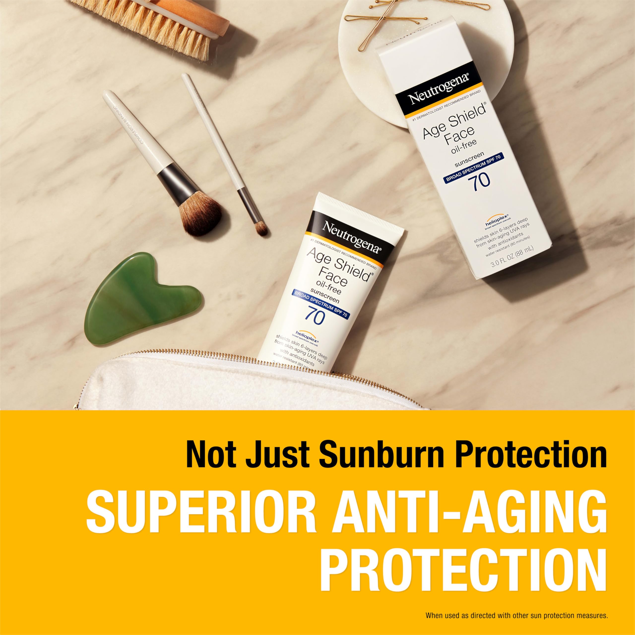 Buy now Neutrogena Age Shield Face Oil-Free Sunscreen Lotion with Broad Spectrum SPF 70, Non-Comedogenic Moisturizing Sunscreen to Help Prevent Signs of Aging, PABA-Free, 3 fl. oz. at indiglob india
