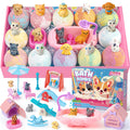 Toylink Bath Bombs for Kids with Surprise Inside for Girls Boys, 12 Pack Kids Bath Bombs with Dog & Cat Toys Pretend Playset Handmade Bubble Bath Fizzies Birthday Christmas Gift Set