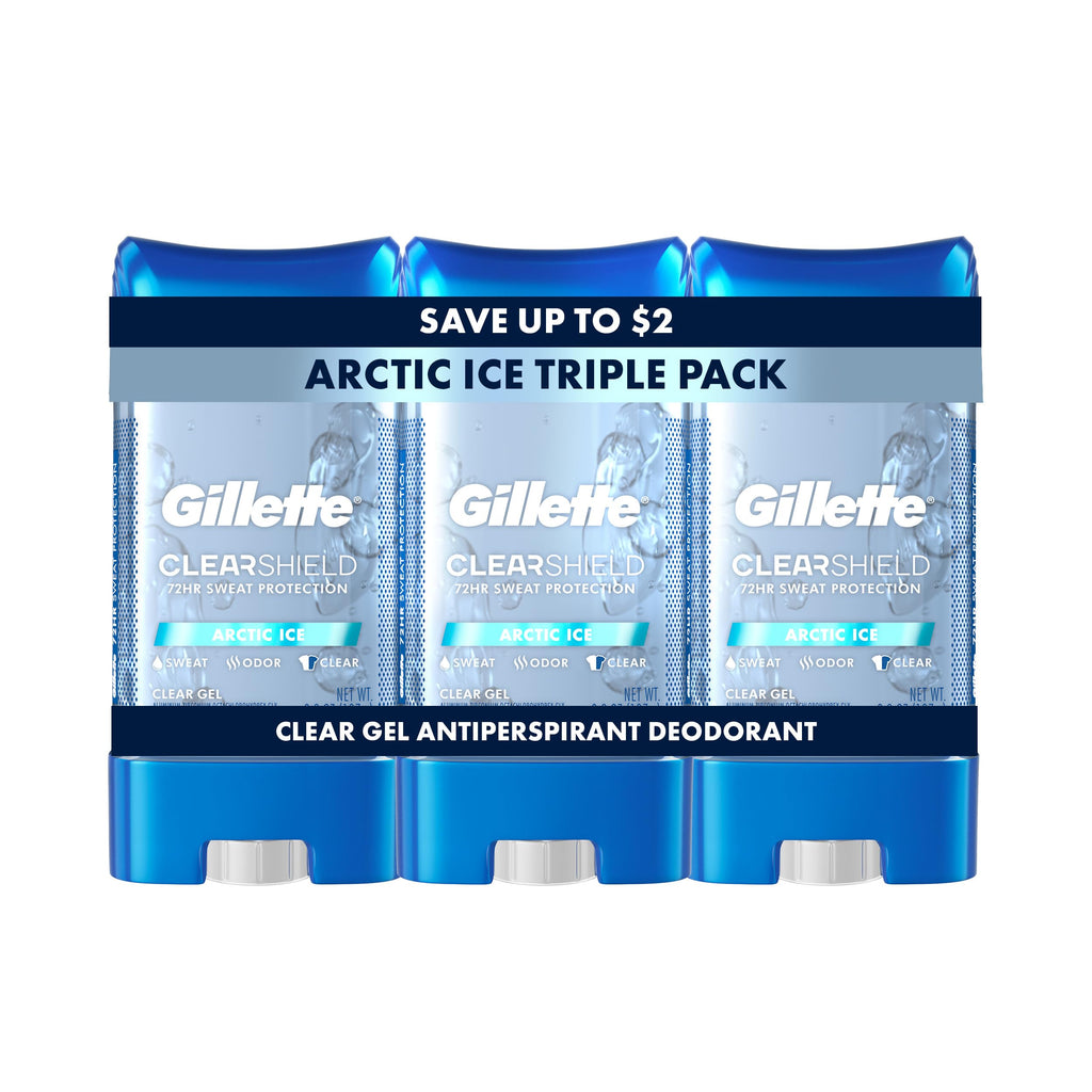 Gillette Antiperspirant and Deodorant for Men, 72hr Sweat & Odor Protection, Long Lasting Freshness, Anti-White Mark Technology, Clear Gel, Cool Wave Scent, 3.8 oz (Pack of 3)