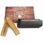 Viking Revolution Folding Beard Comb - Natural Wooden Comb - 1 Count